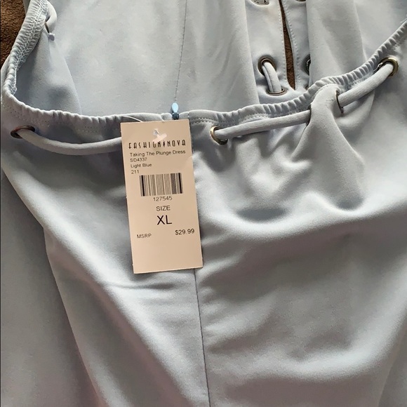 Taking the Plunge Light Blue Fashion Nova Dress - Picture 3 of 3
